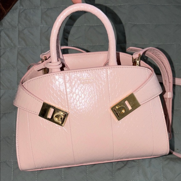 Salvatore Ferragamo Handbags - Ferragamo Pink Leather Top-Handle Satchel Bag with Gold Hardware